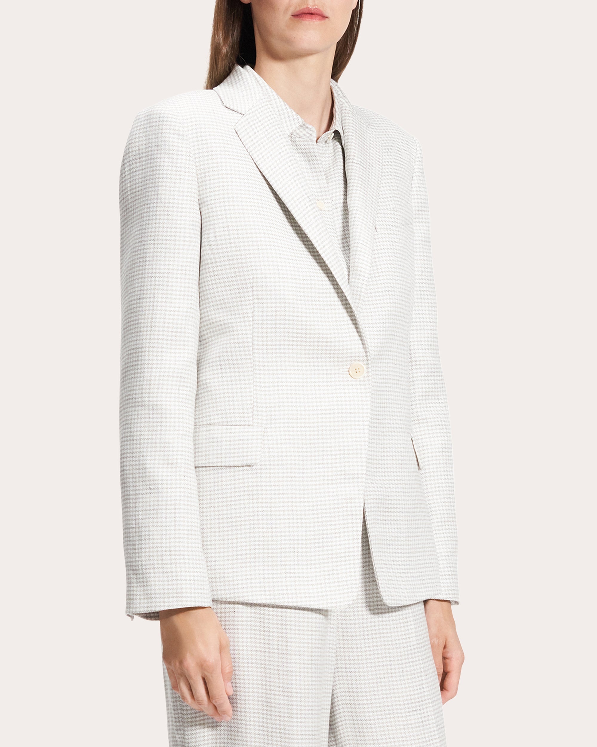 Houndstooth Linen Slim-Fit Blazer - 4