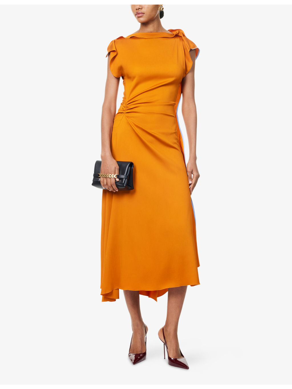 Draped Asymmetric Stretch-Woven Midi Dress - 2