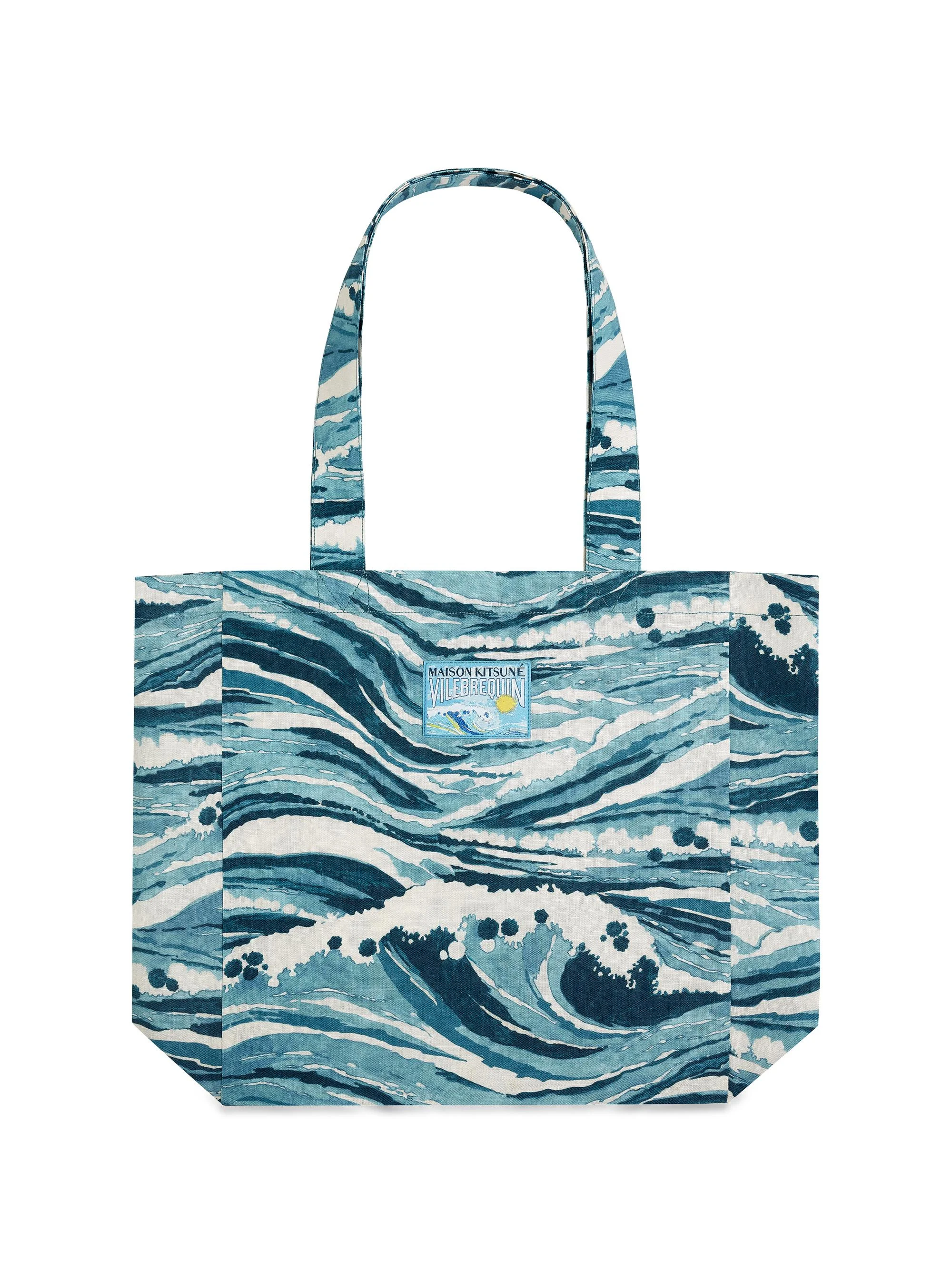 Men's x Maison Kitsuné Balade Wave Cotton Tote Bag - Blue - 1