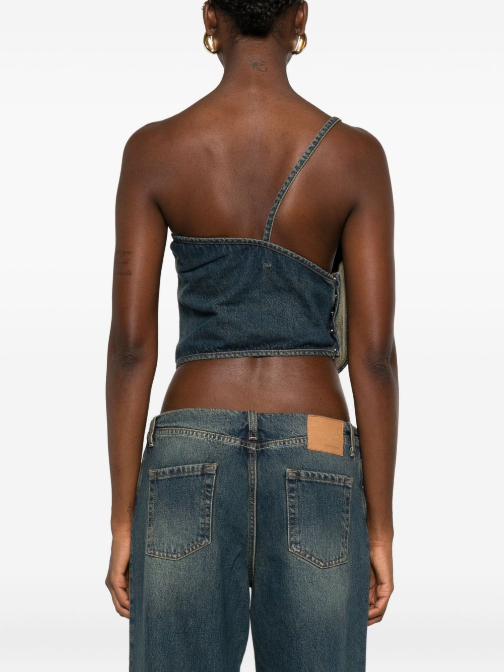 draped asymmetric-neck top - 4