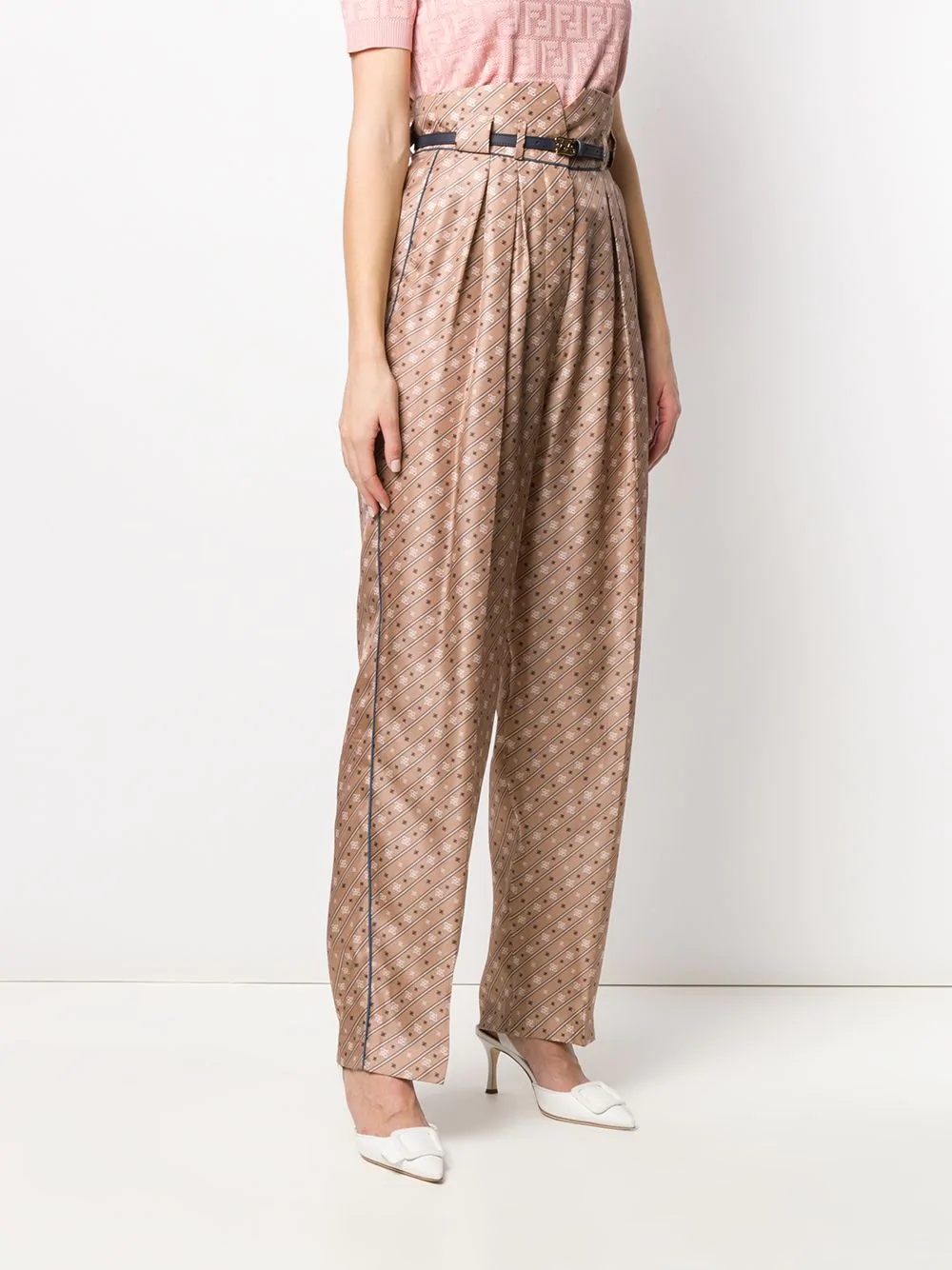 high-waisted Karligraphy motif printed trousers - 3