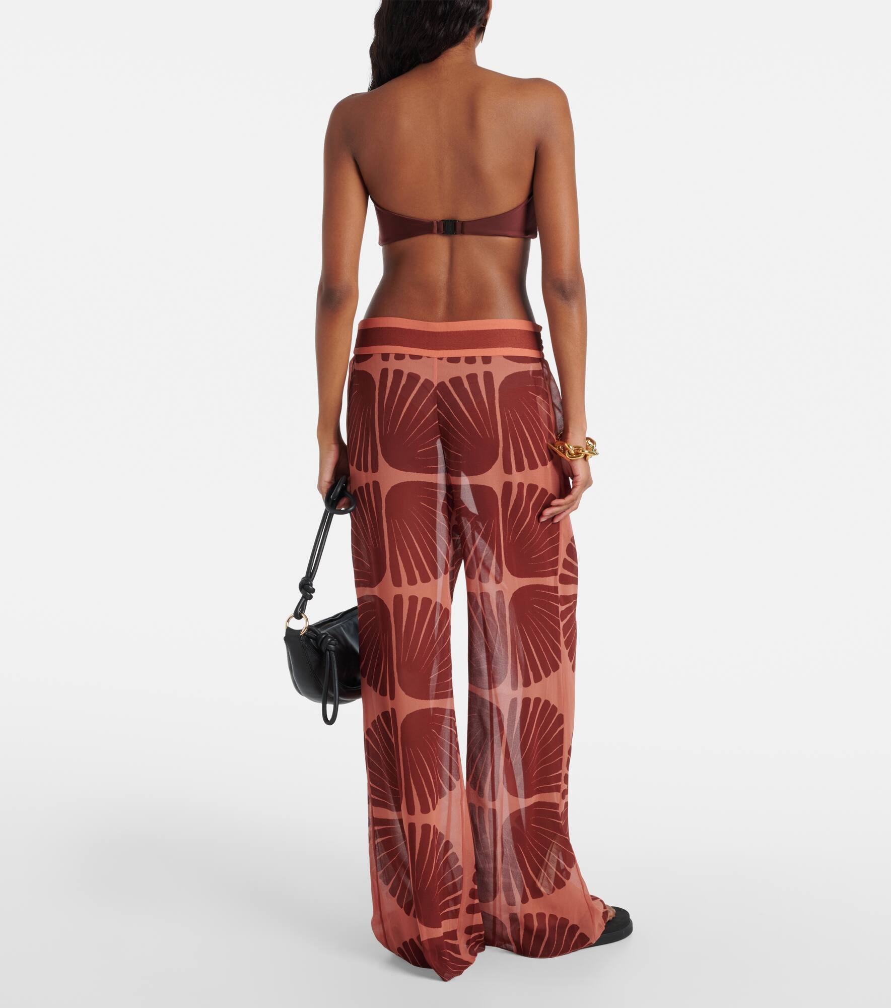 Printed georgette wide-leg pants - 3
