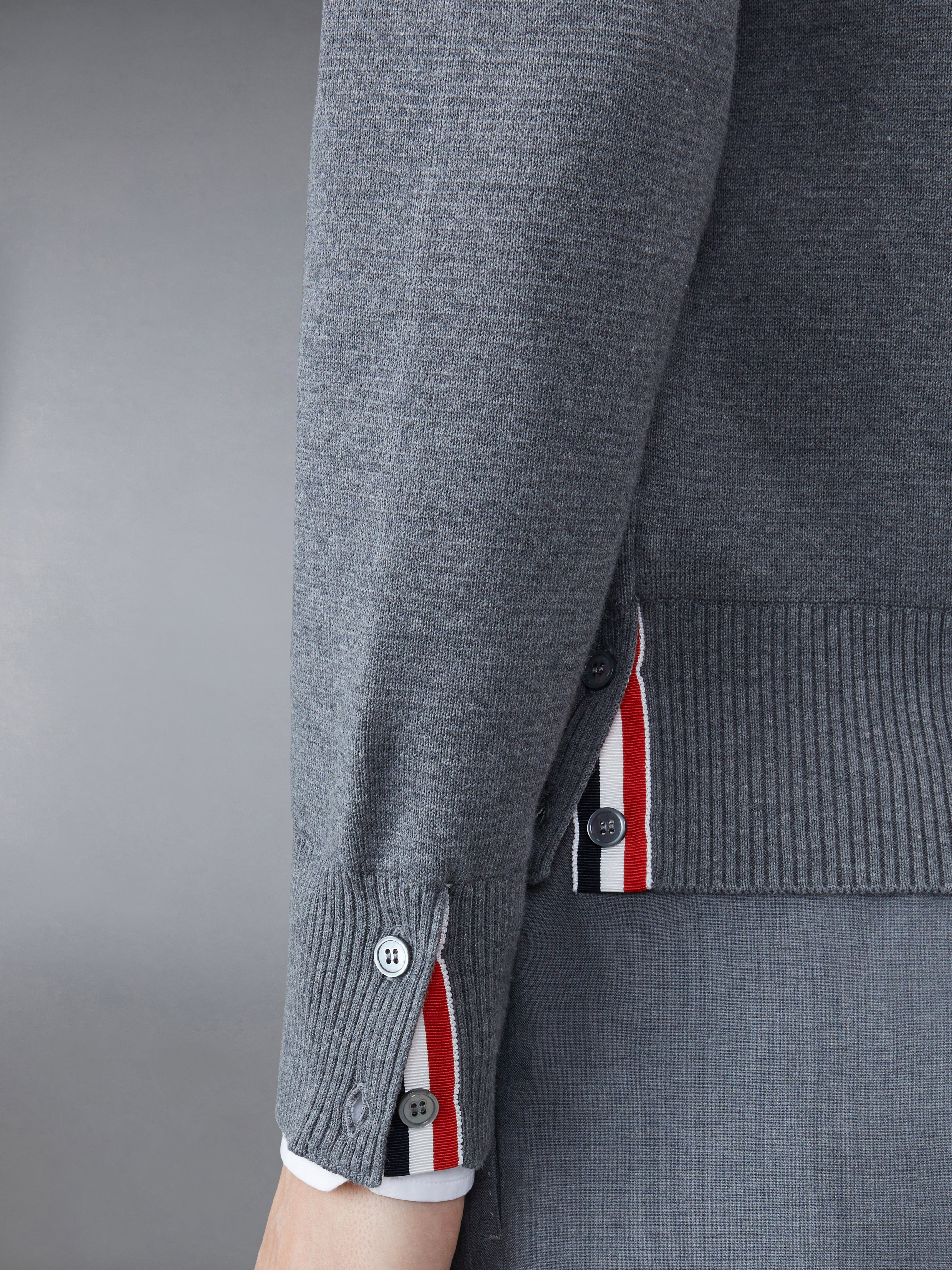 Medium Greymilano Stitch Cotton 4-bar V-neck Cardigan - 5