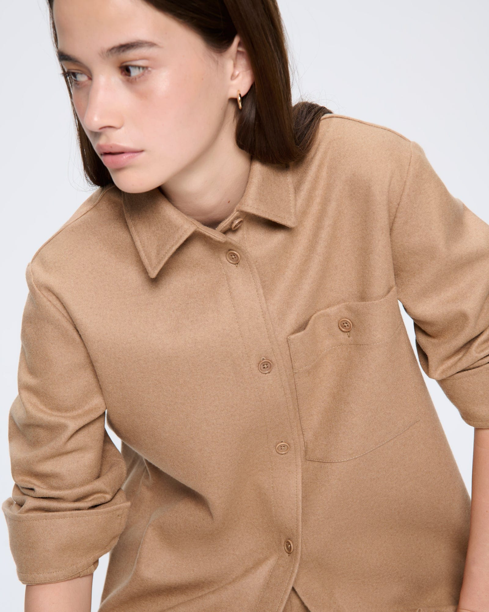 Womens Recycled Wool Long-Sleeve Shirt - Desert Camel - 5