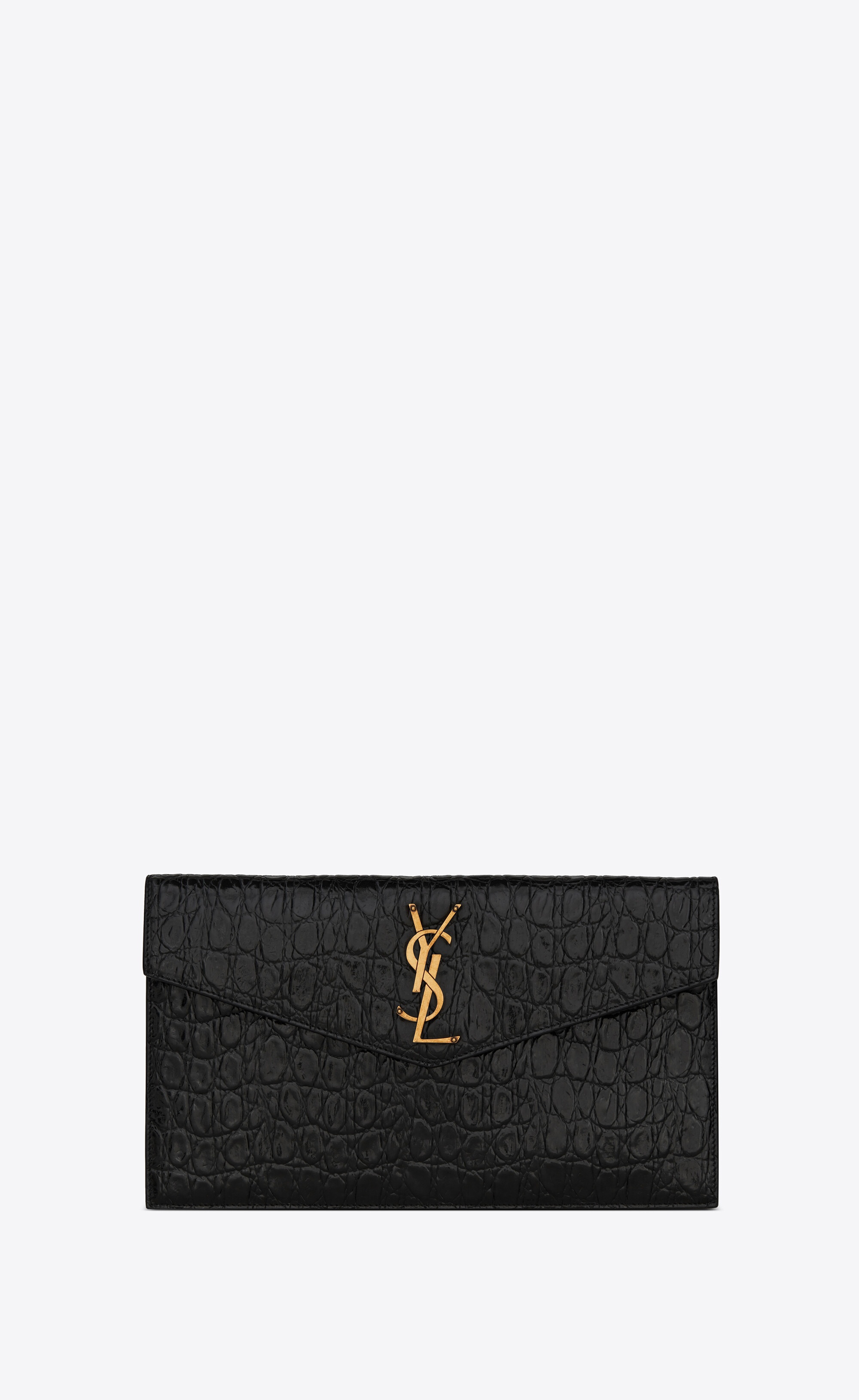 uptown pouch in crocodile-embossed leather - 1