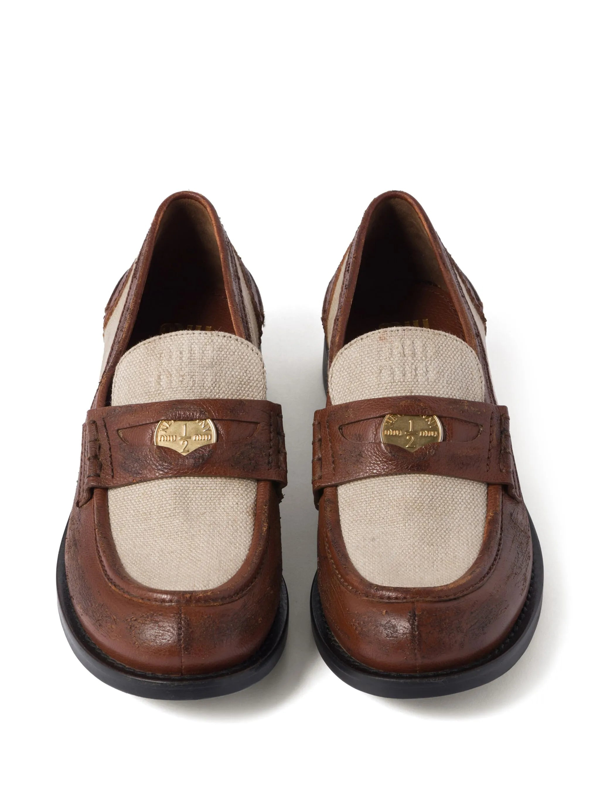 penny-appliqué panelled loafers - 4