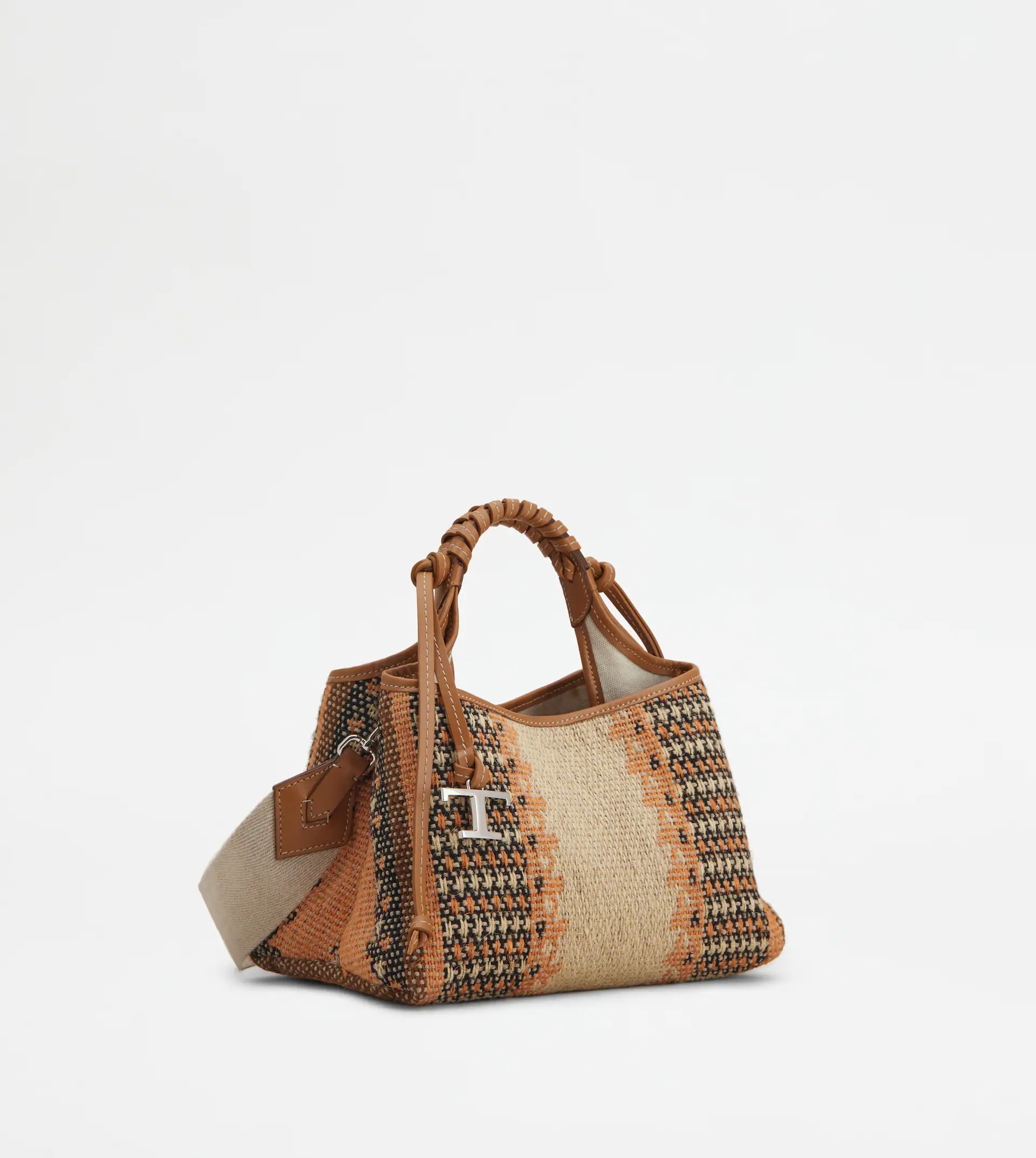 BAG IN FABRIC AND LEATHER MICRO - BEIGE, BROWN, ORANGE - 2