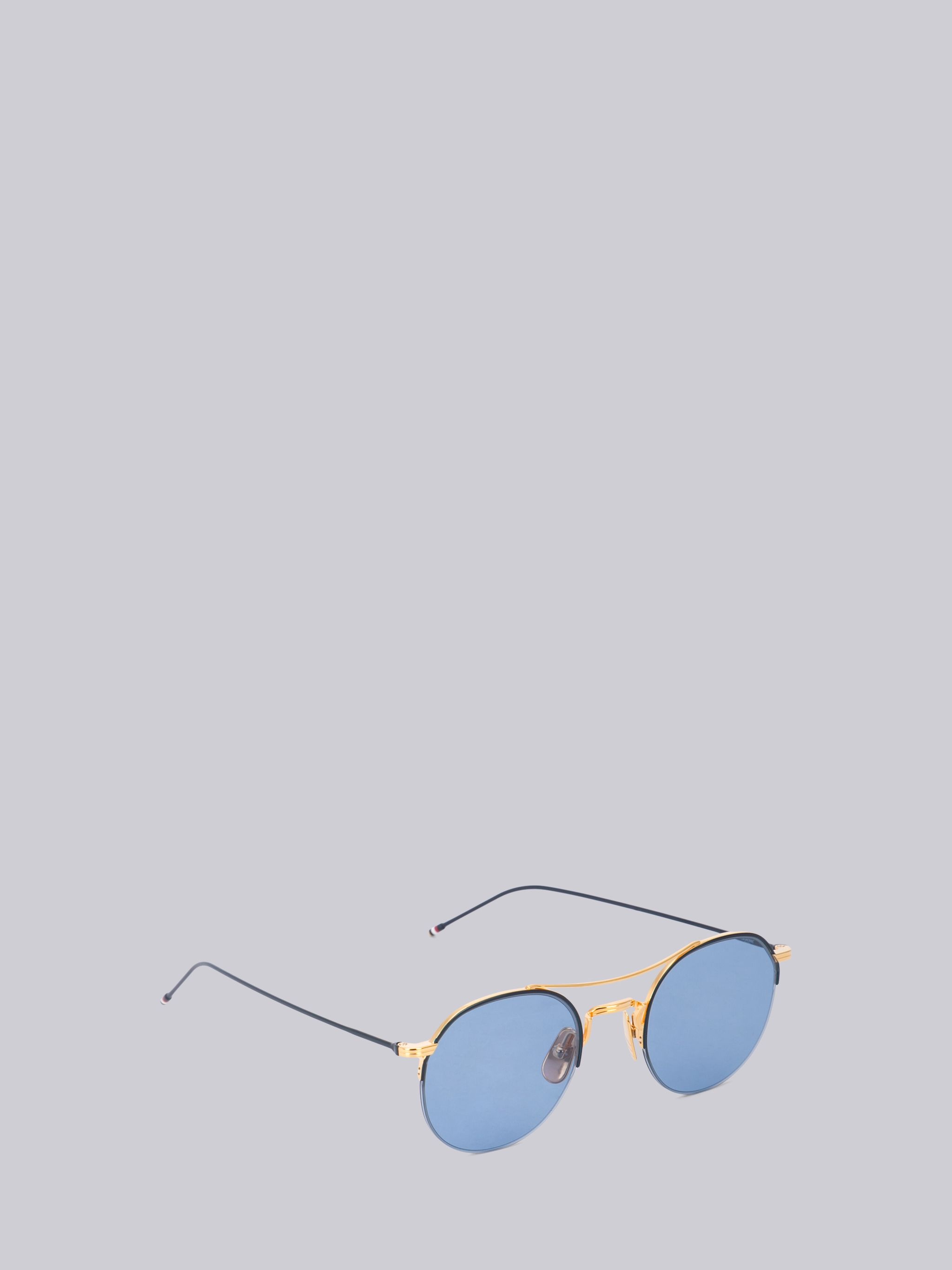 TB903 - Blue and Gold Round Sunglasses - 4