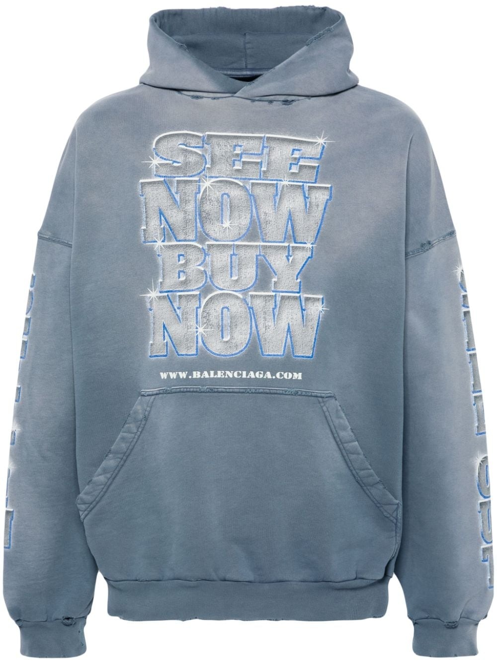 slogan-print cotton hoodie - 1