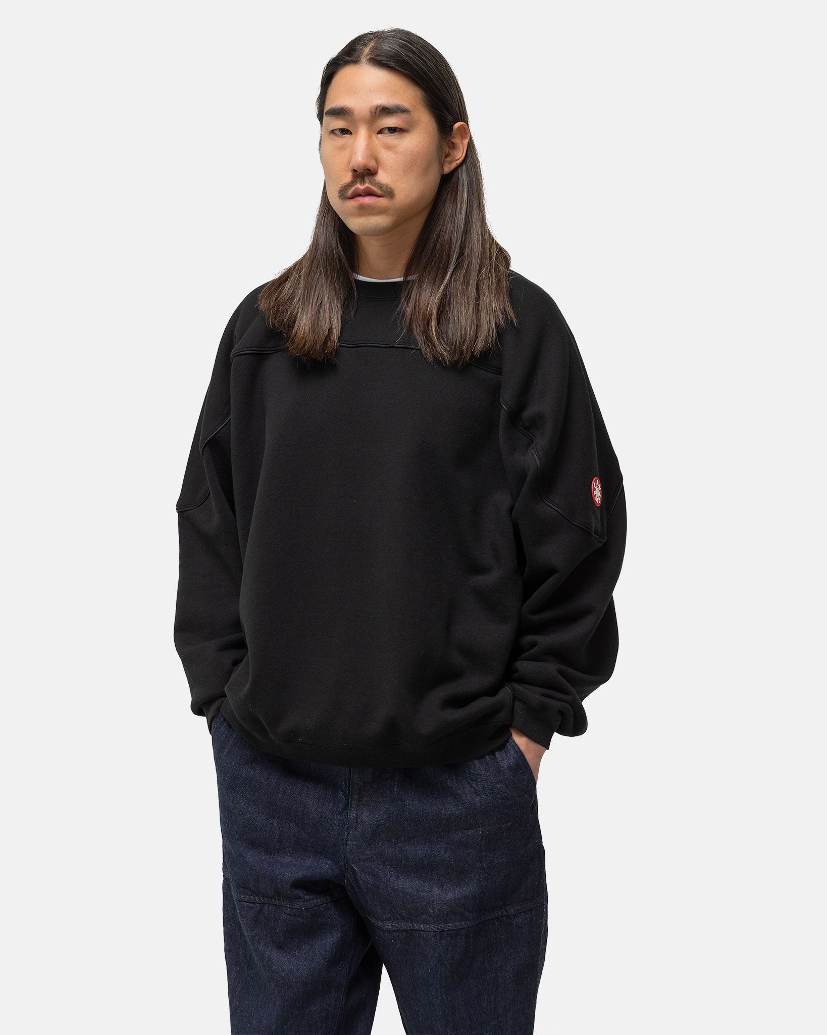 C.E シーイー cavempt SOLID CREW NECK XL 278 C.E CAVEMPT PANEL SHOULDER LIGHT CREW NECK Sweatshirt Gray