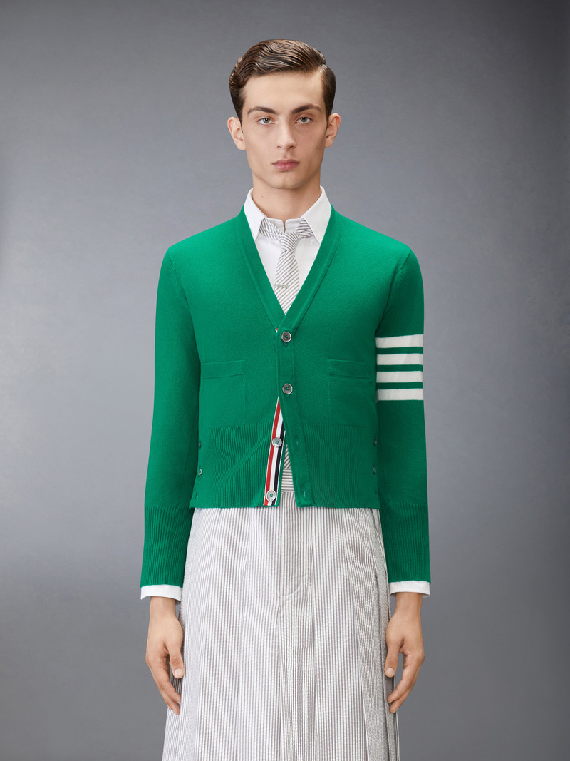 Thom Browne CLASSIC CASHMERE 4-BAR V-NECK CARDIGAN outlook