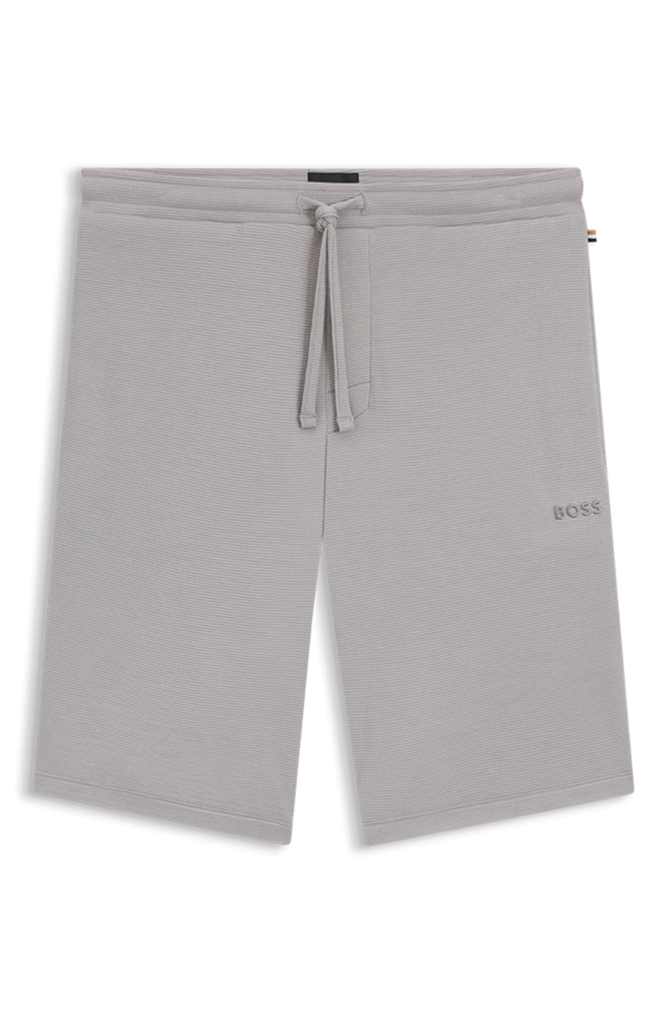 BOSS Ribbed Knit Pajama Shorts in Light/Pastel Grey at Nordstrom - 4