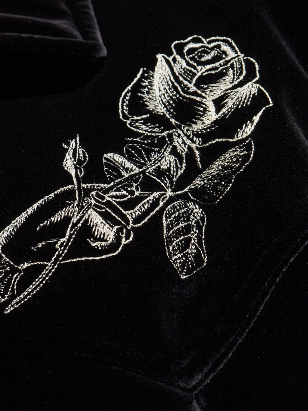 rose-embroidered velvet jacket - 5