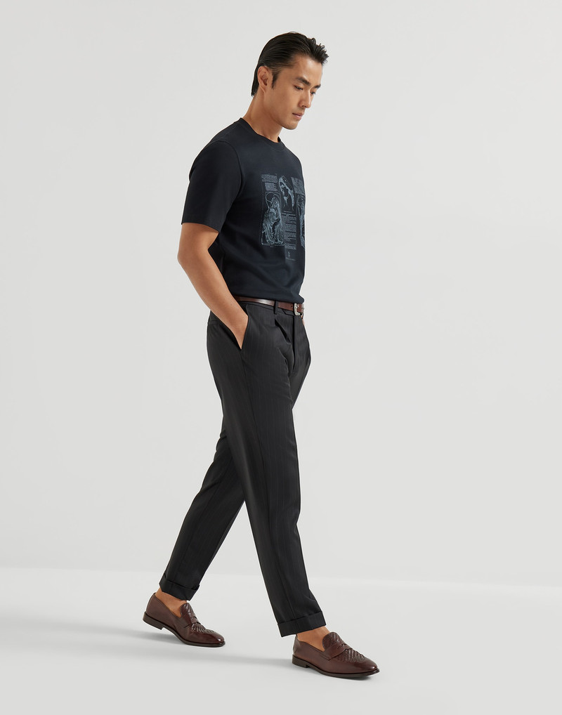 Virgin wool chalk stripe batavia trousers with pleat 5