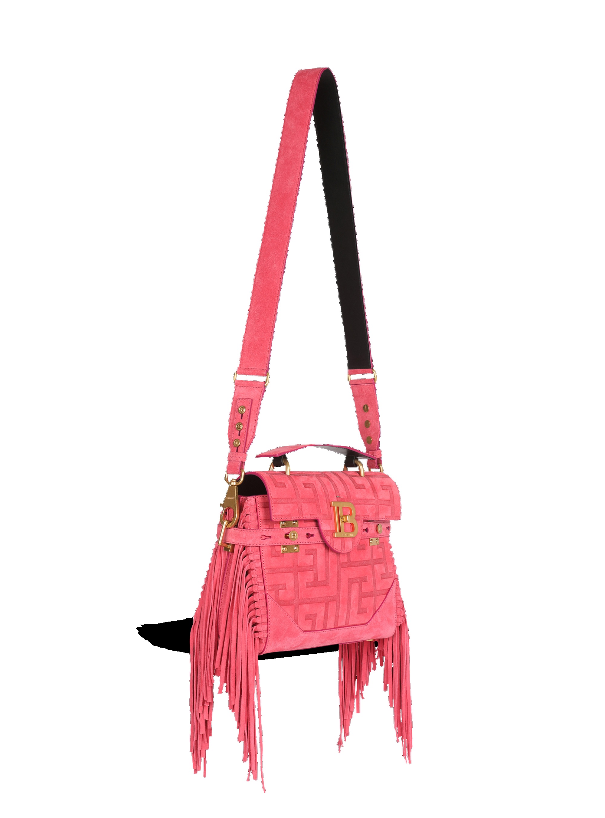Debossed suede B-Buzz 23 bag with fringe - 3