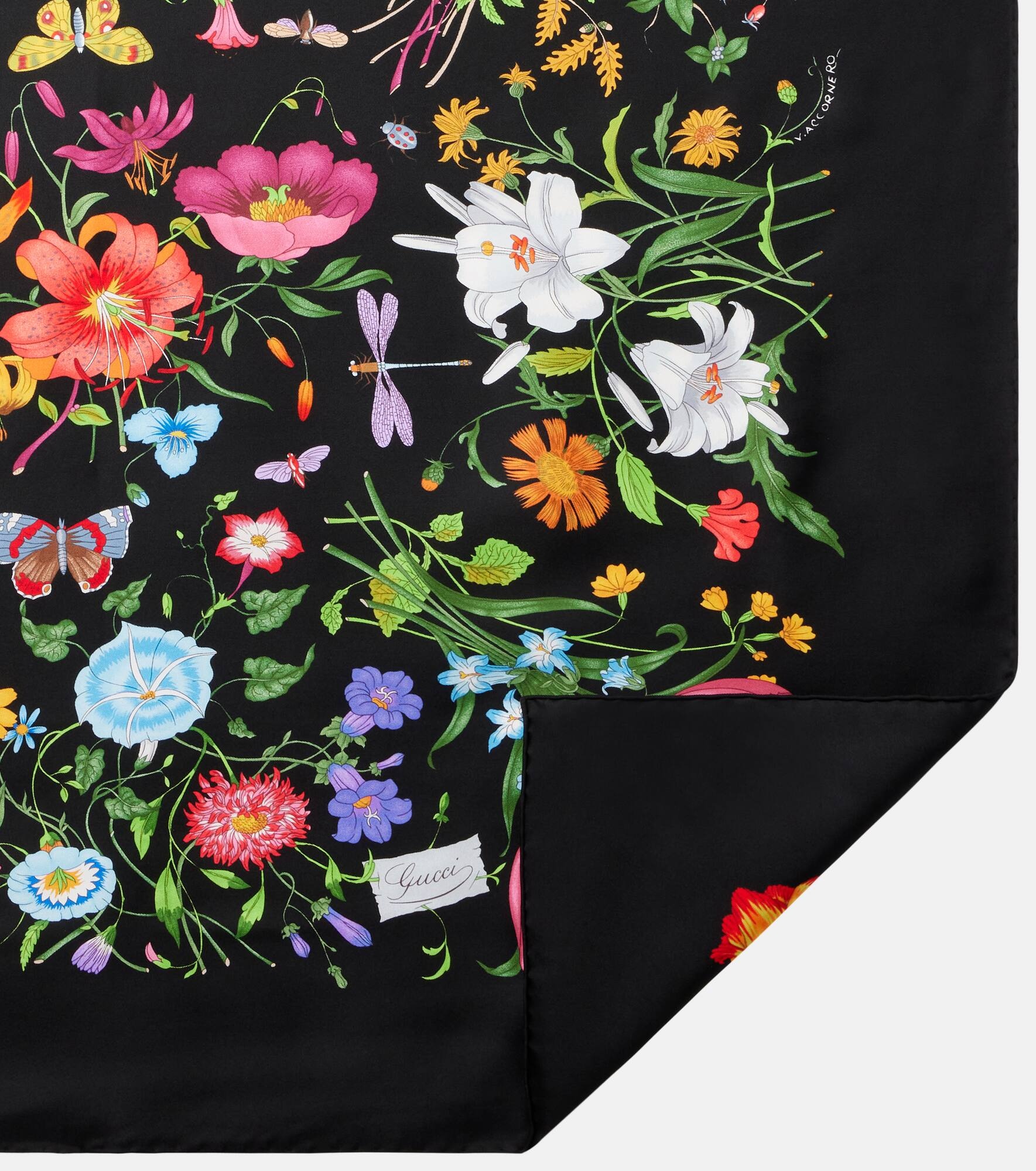 Floral silk twill scarf - 5