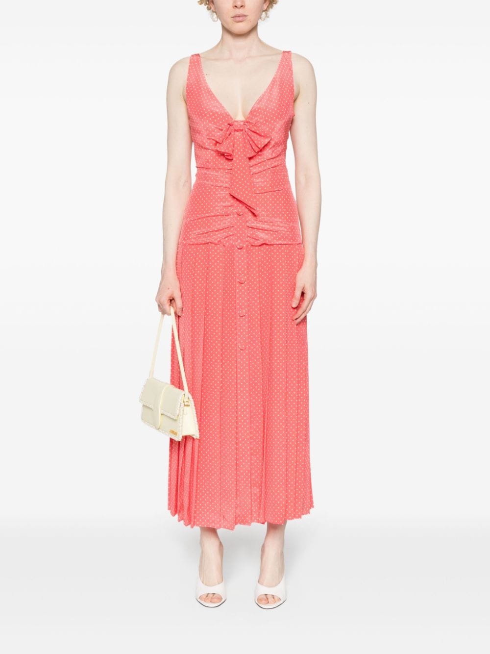 polka dot silk midi dress - 2