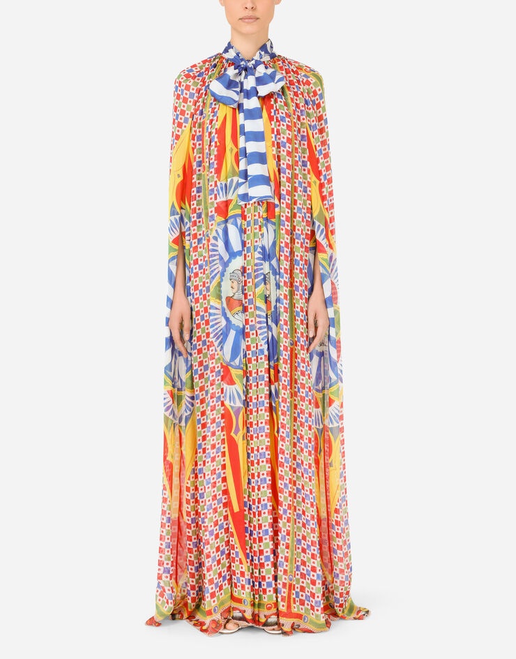 Long Carretto-print chiffon cape - 1