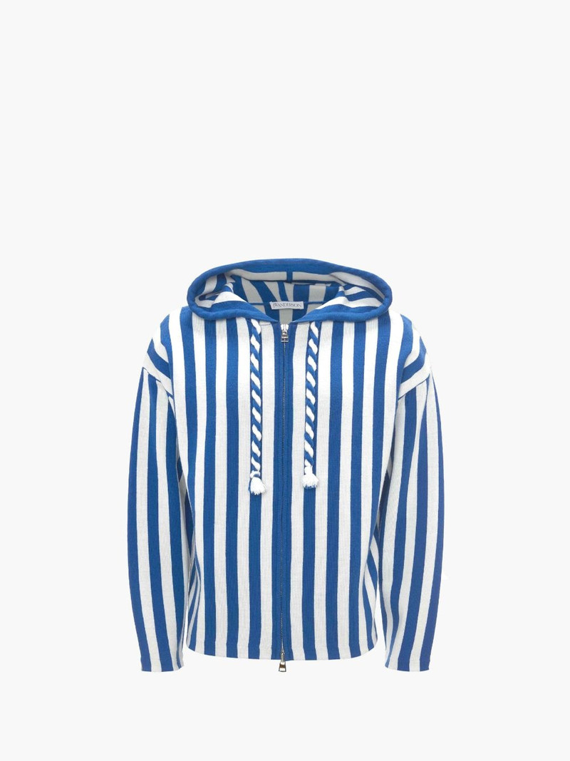 STRIPED ZIP FRONT ANCHOR HOODIE - 1