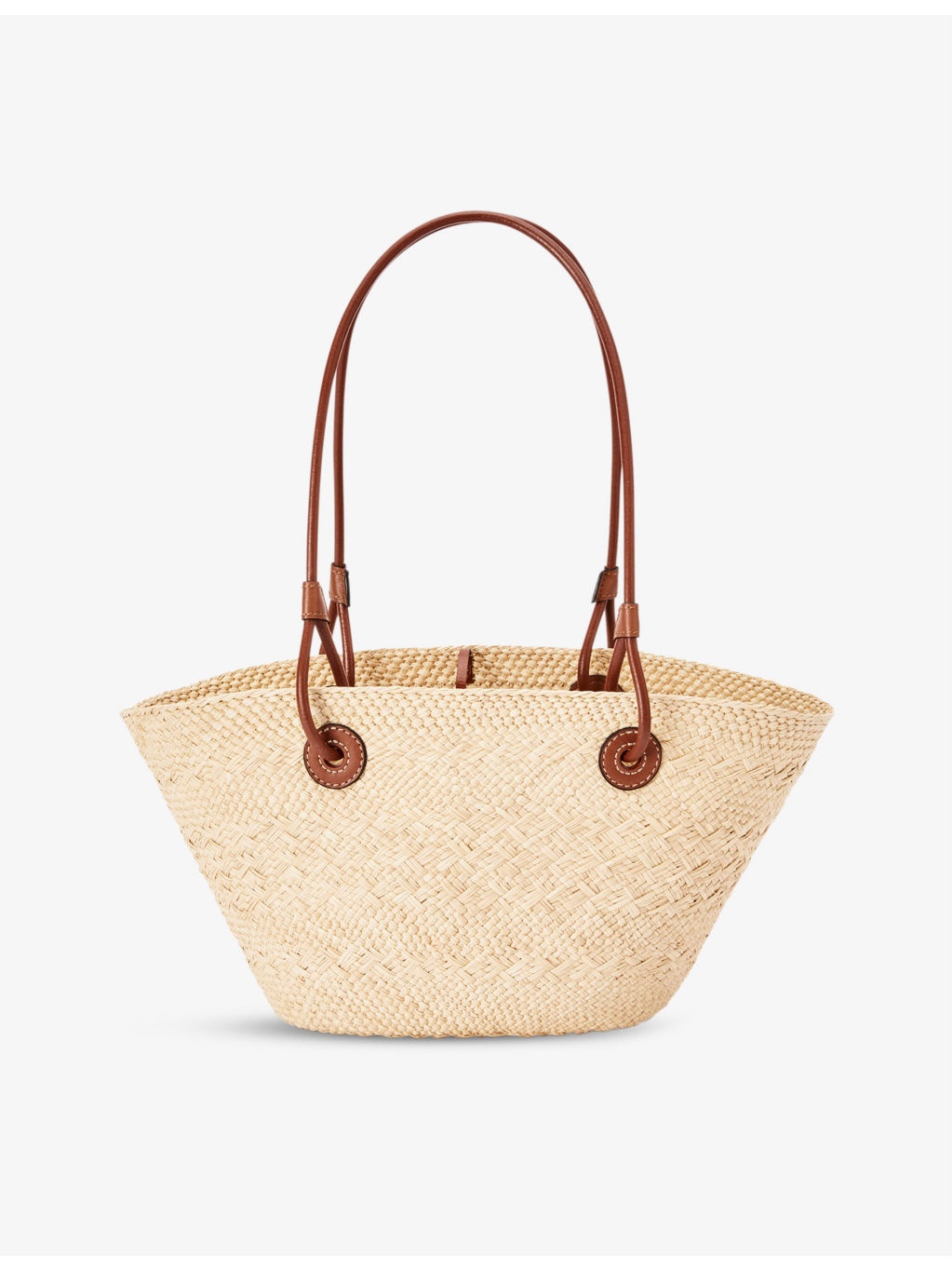 Anagram small iraca palm and leather basket bag - 4
