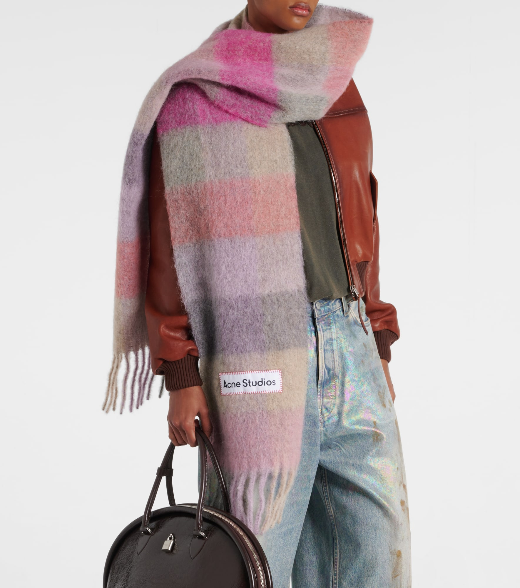 Checked alpaca wool-blend scarf - 2
