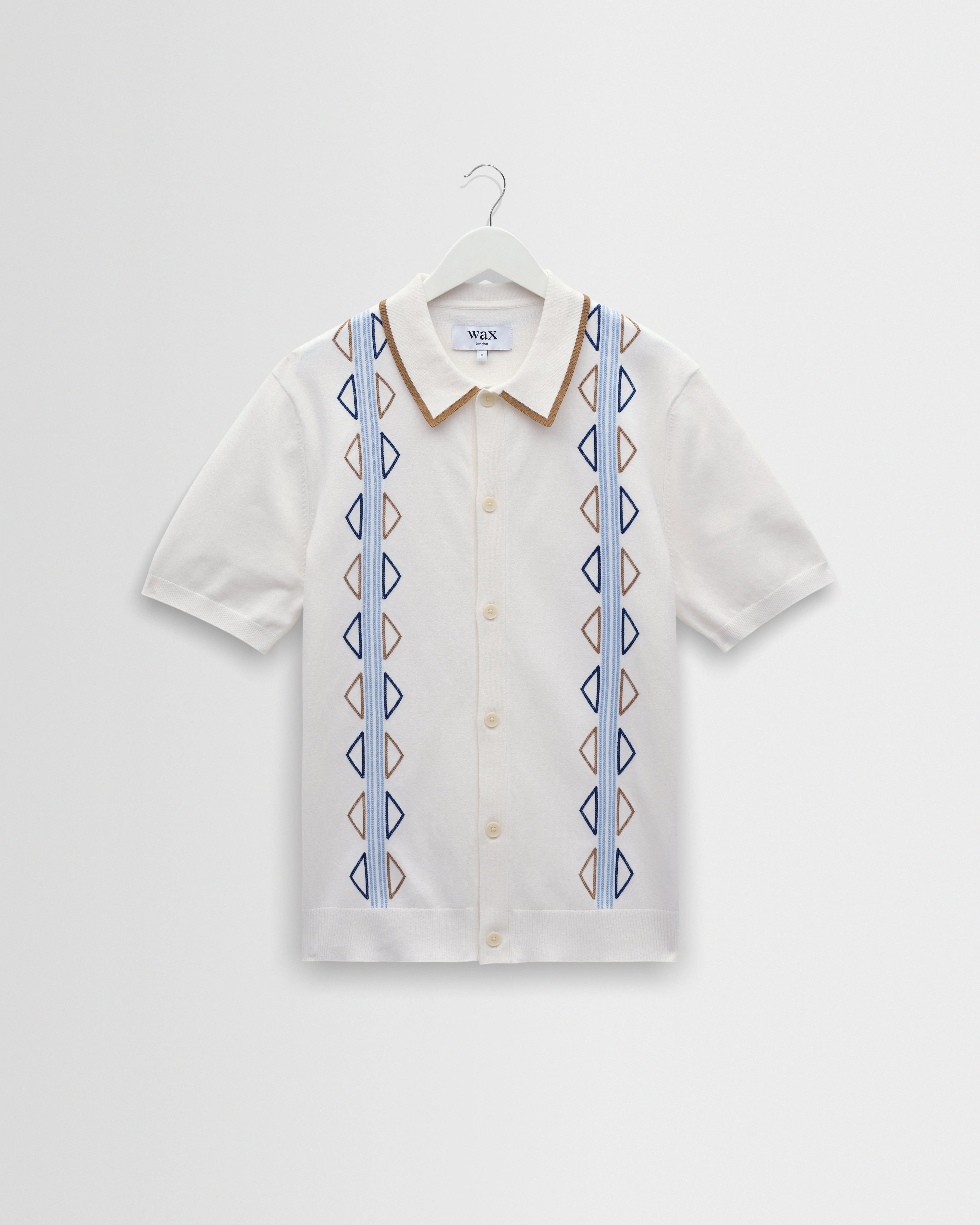 Tellaro - Ecru And Blue Retro Embroidered Shirt - 1