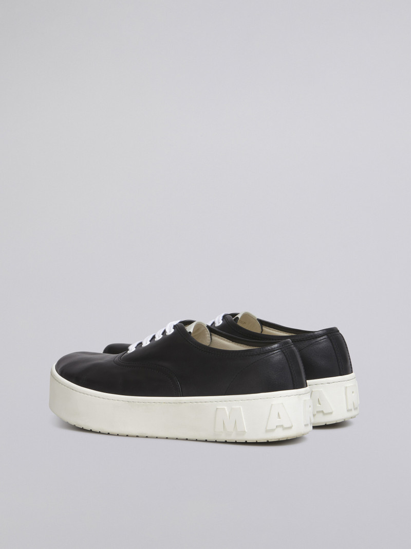 BLACK LEATHER SNEAKER WITH MAXI LOGO 3
