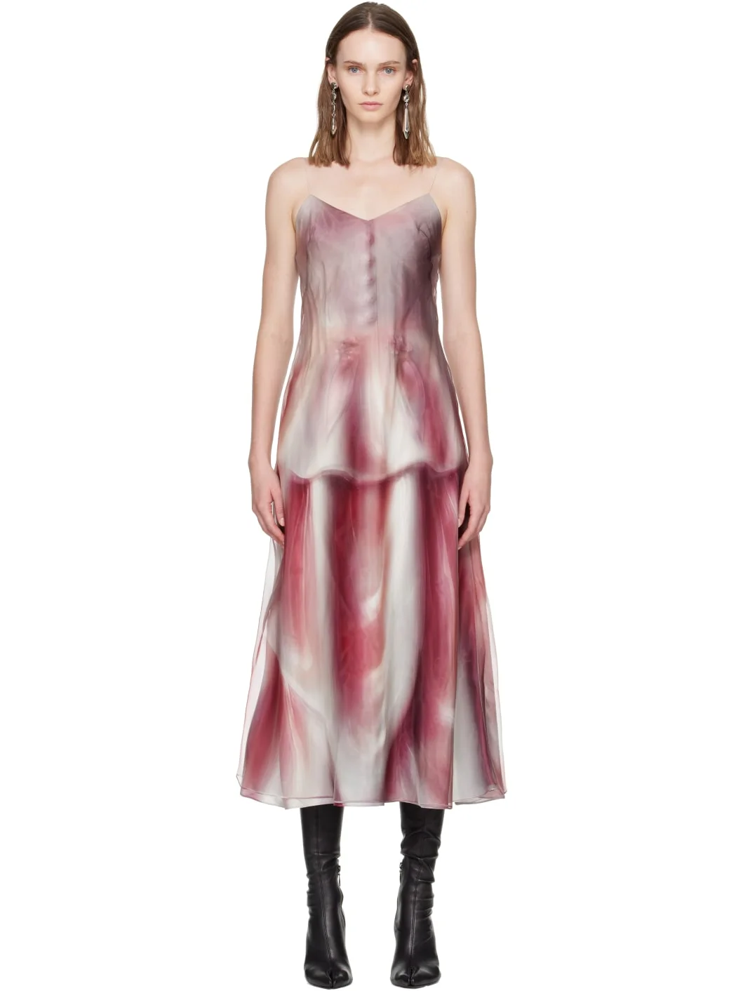 Pink Porcelain Print Midi Dress - 1