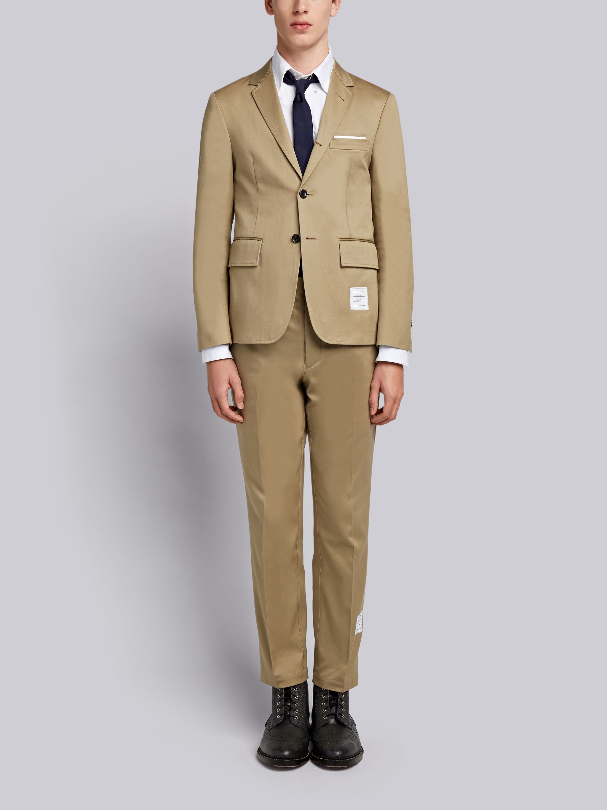 Camel Cotton Unconstructed Single Breasted 4-Bar Classic Jacket - 4