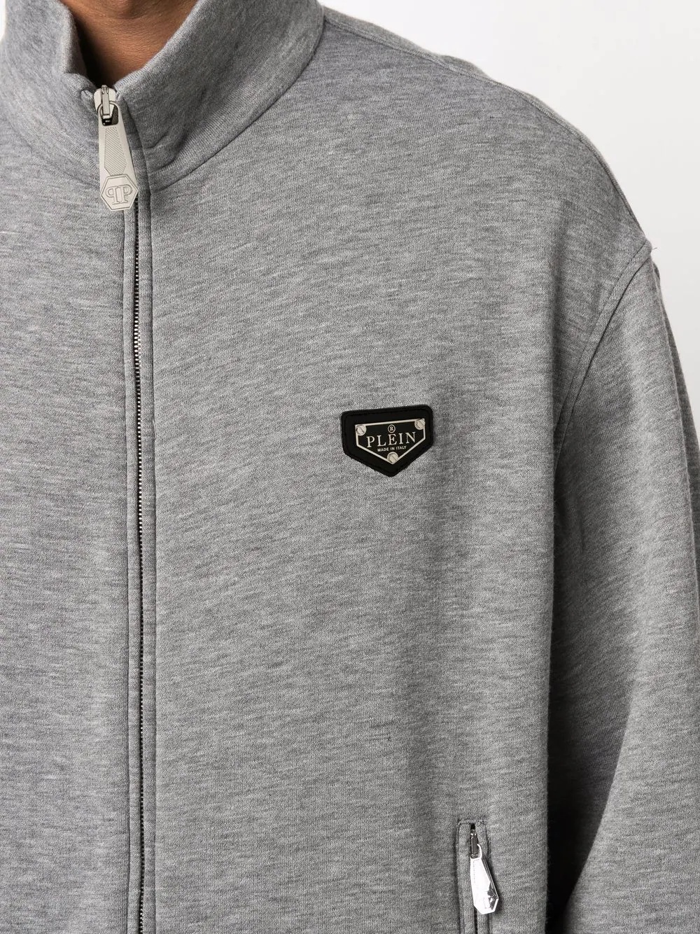 logo-patch zip-up sweatshirt - 5