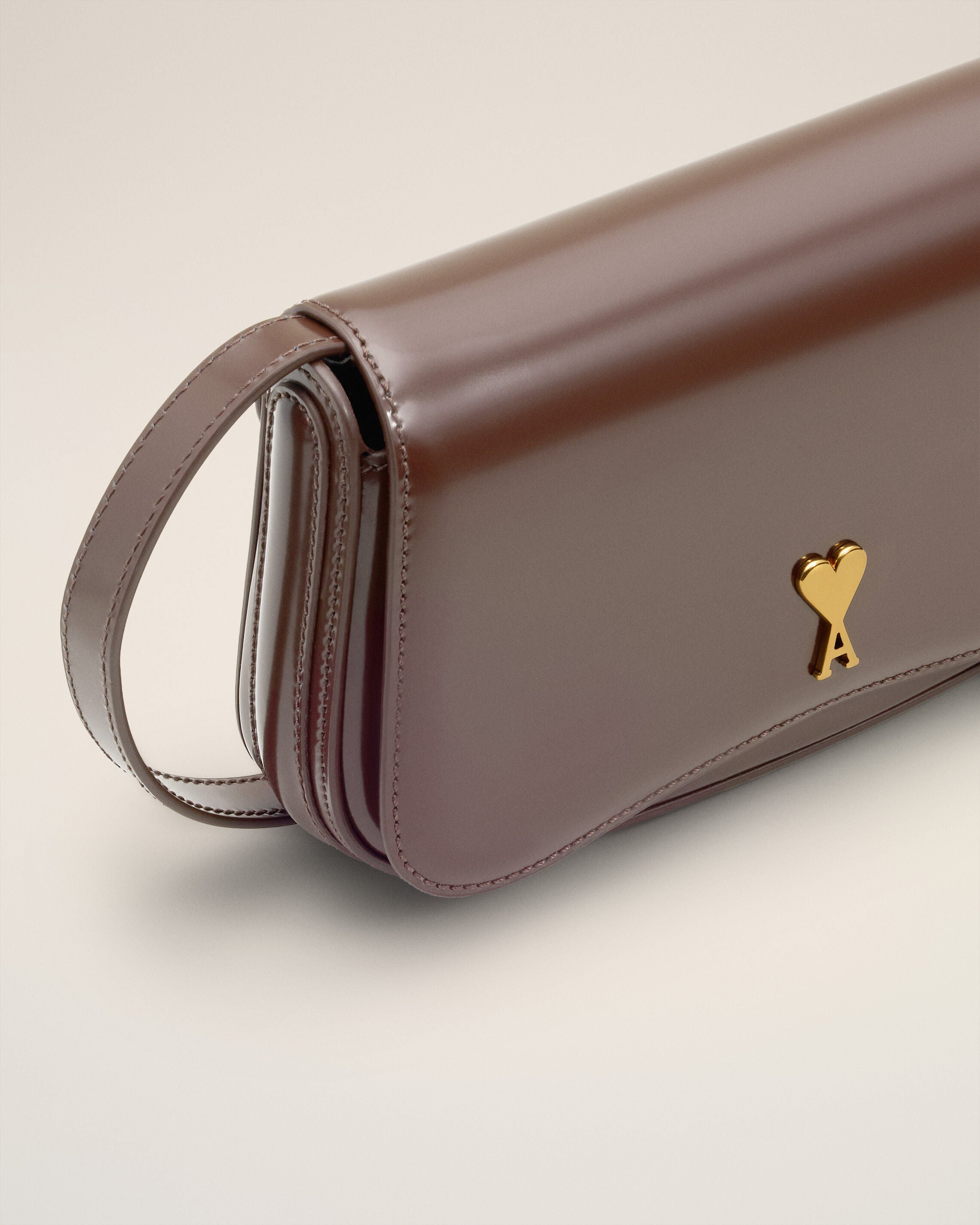 BURGUNDY GLAZED LEATHER SMALL CROSSBODY PARIS PARIS BAG - 5