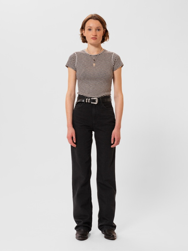 Nudie Jeans Eve Striped Slub T-Shirt Ecru/Black outlook