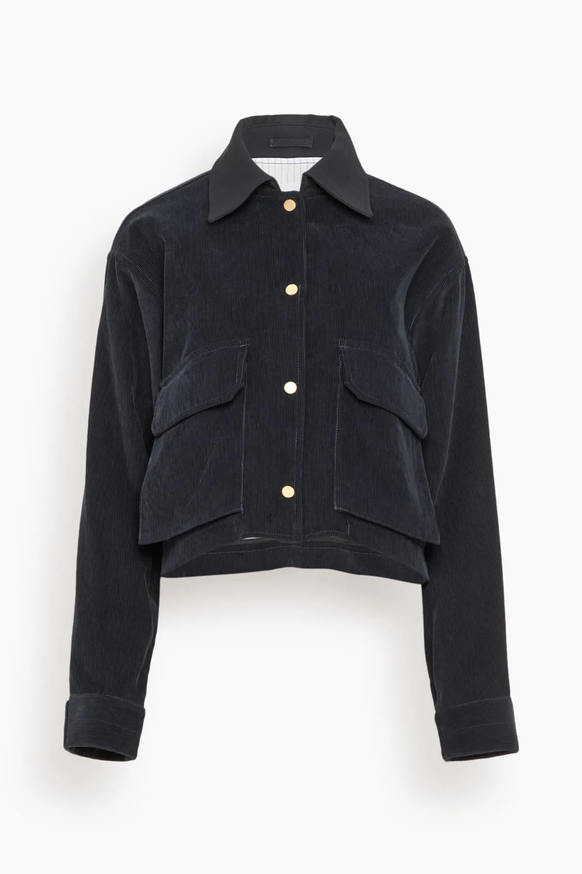 Cropped A-Line Jacket in Navy - 1