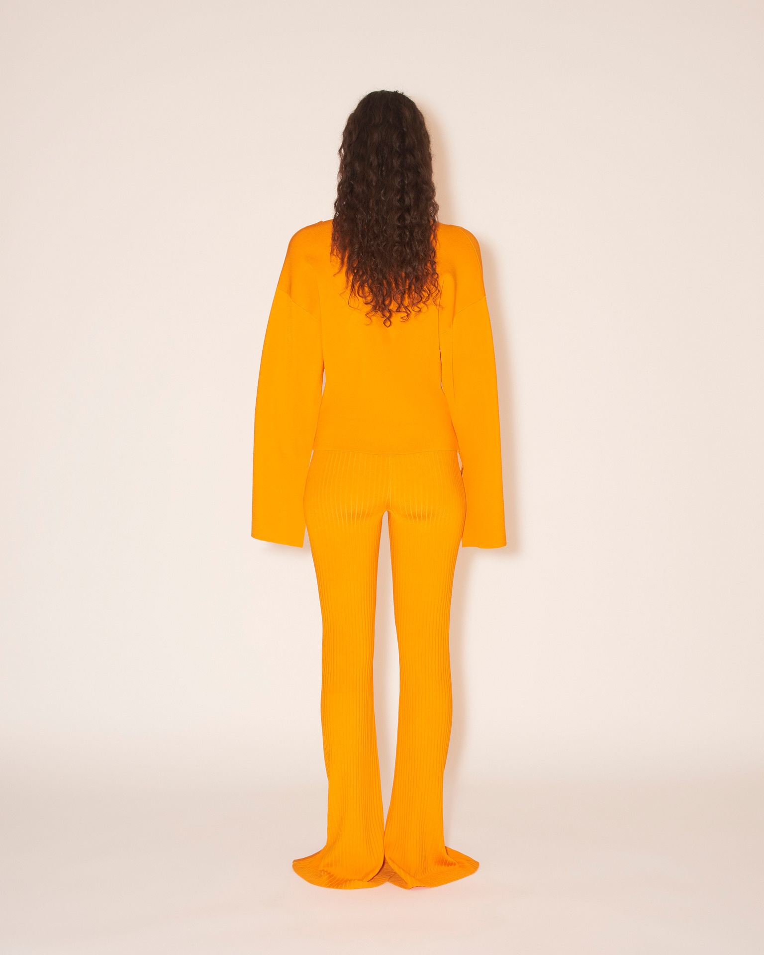 LETTE - Rib jersey pants - Bright orange - 3