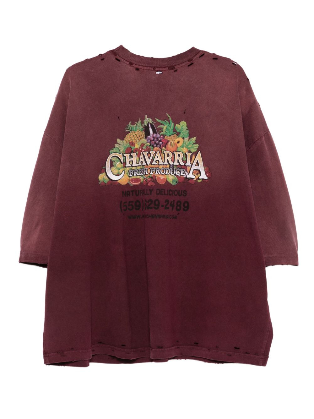 distressed logo-embroidered T-shirt - 2