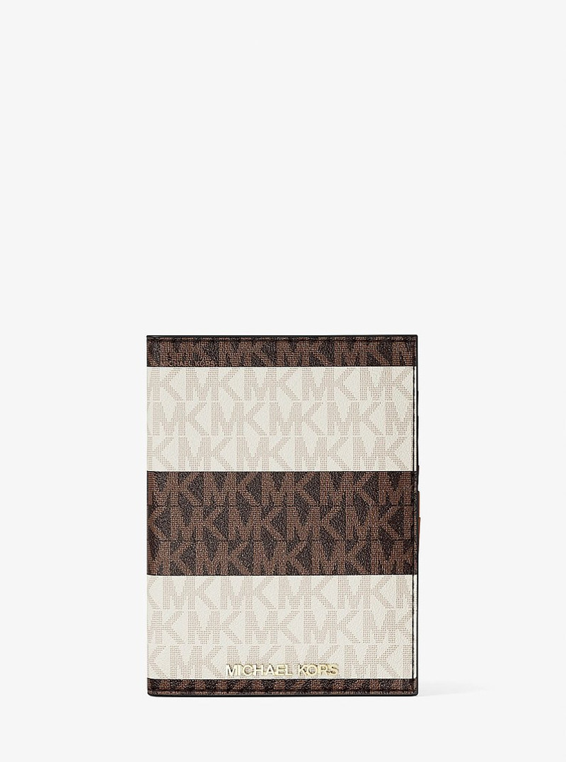 Jet Set Travel Medium Striped Signature Logo Passport Case 1