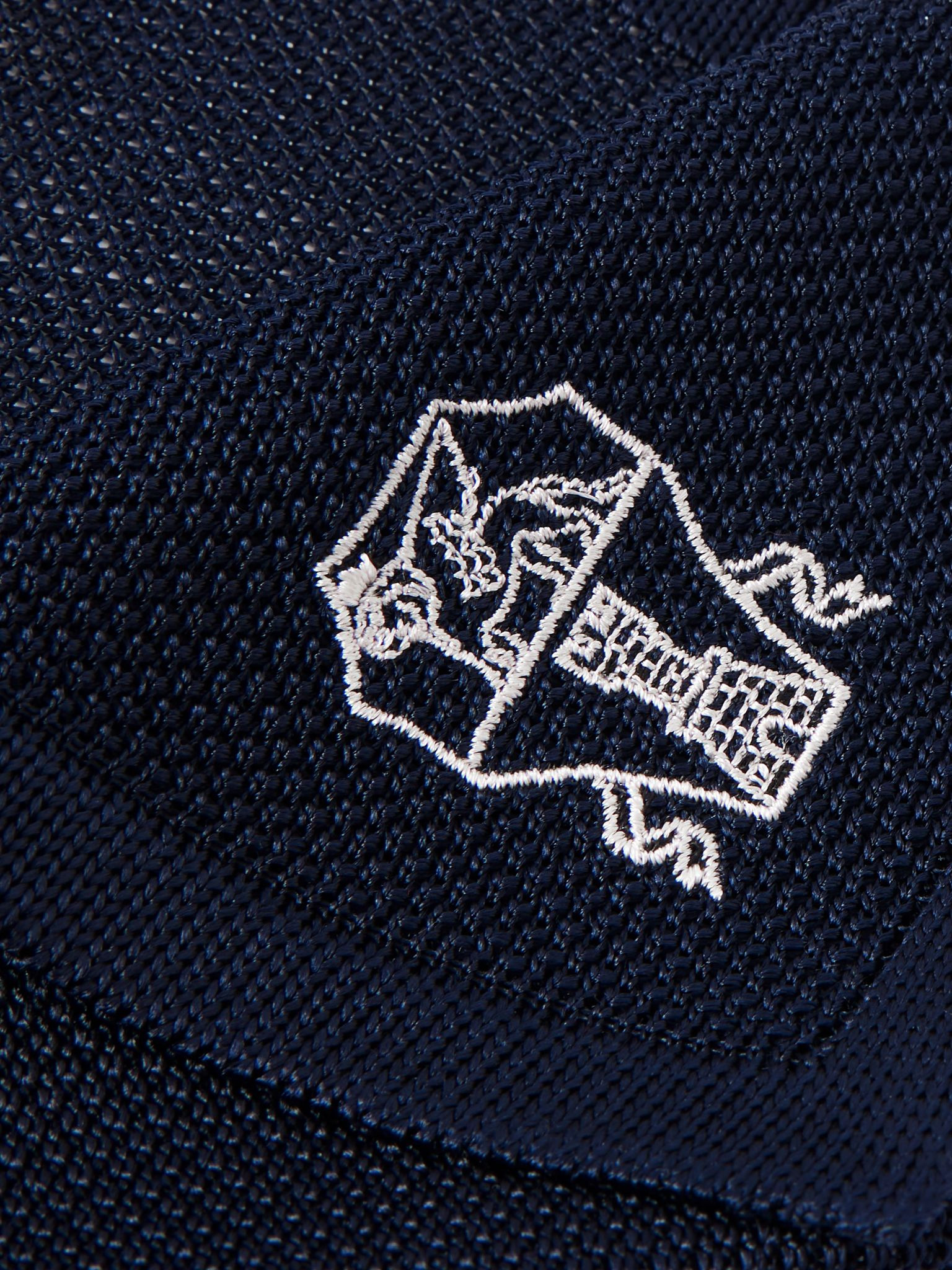 Logo-Embroidered Knitted Silk Pocket Square Blue - 3