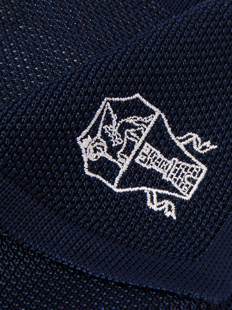 Logo-Embroidered Knitted Silk Pocket Square Blue 3