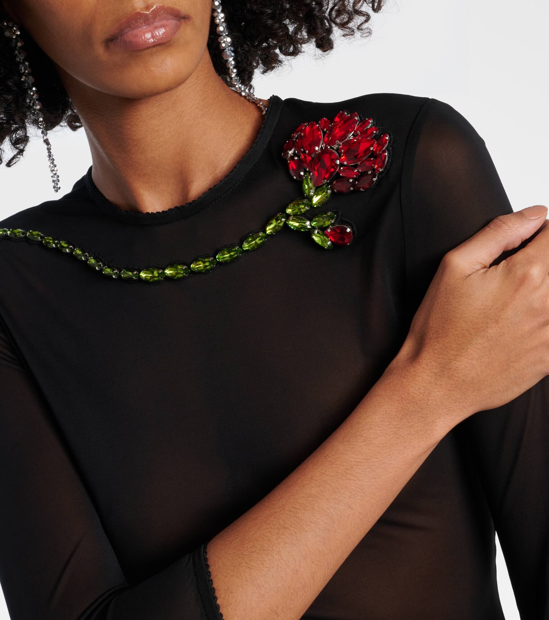 Crystal-embellished sheer cocktail dress - 4