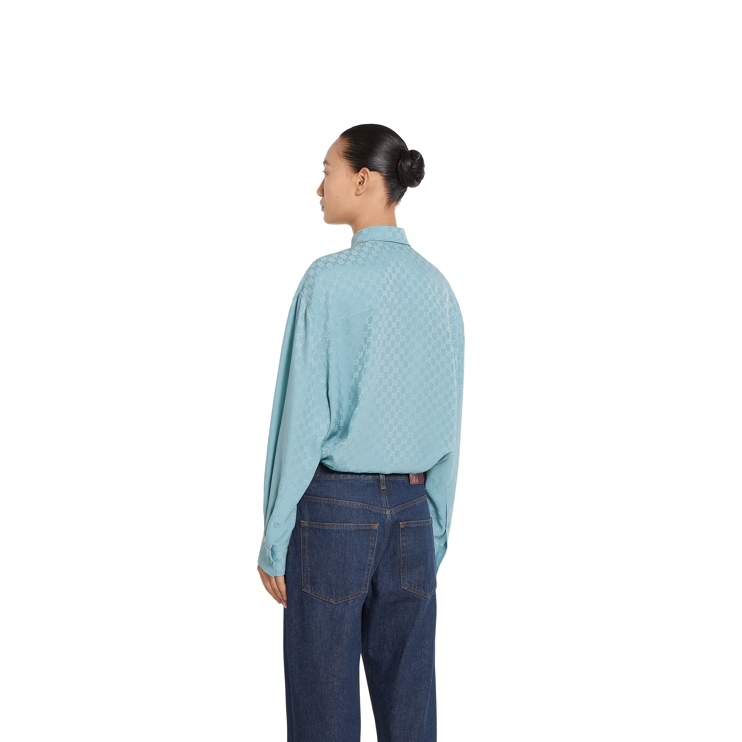 GG silk jacquard oversize shirt - 4