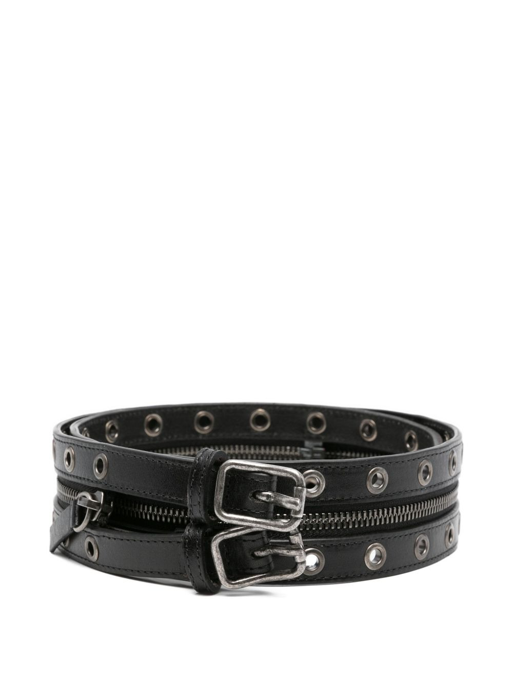 zip-detail leather belt - 1