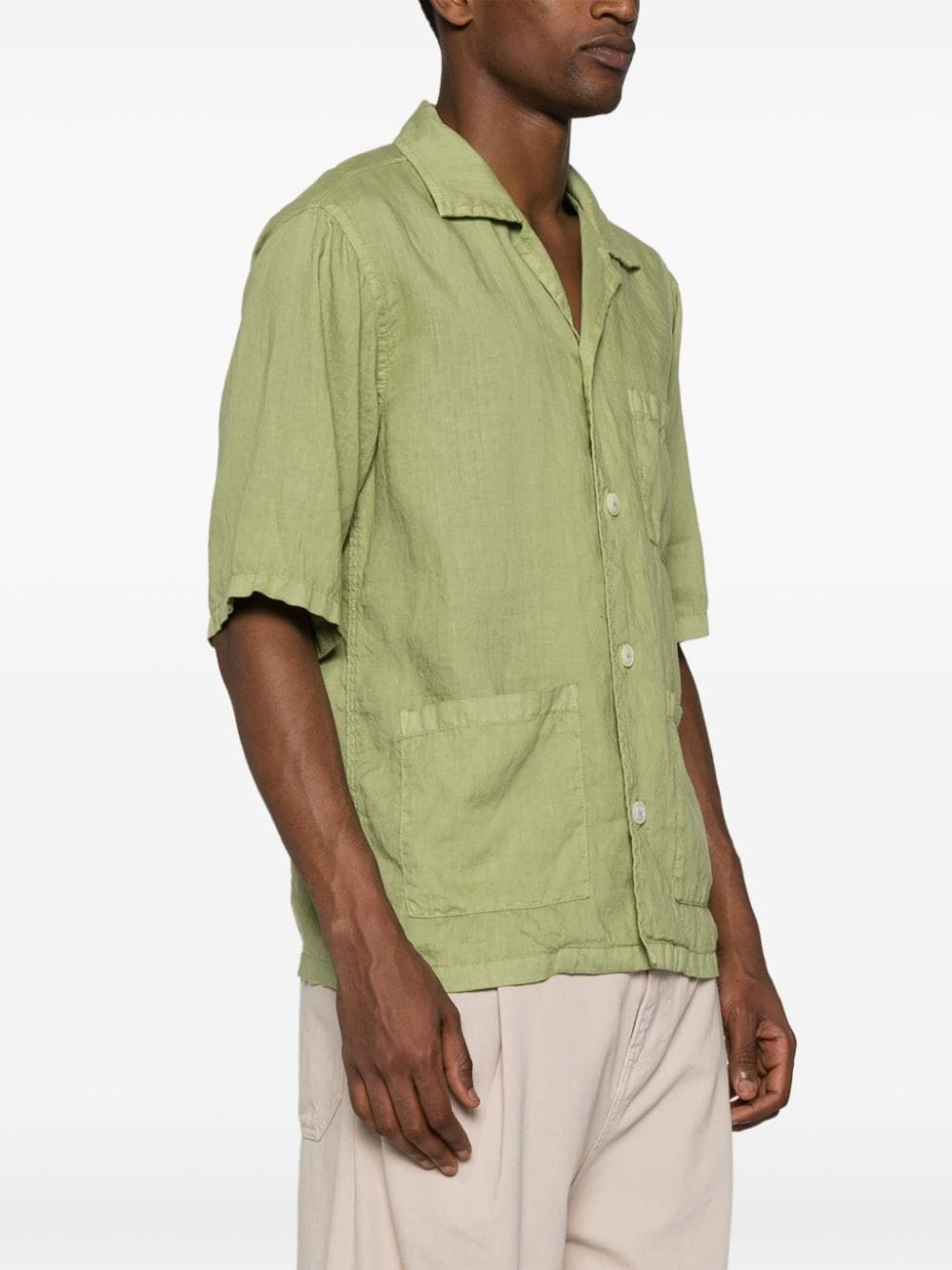 camp-collar linen shirt - 3