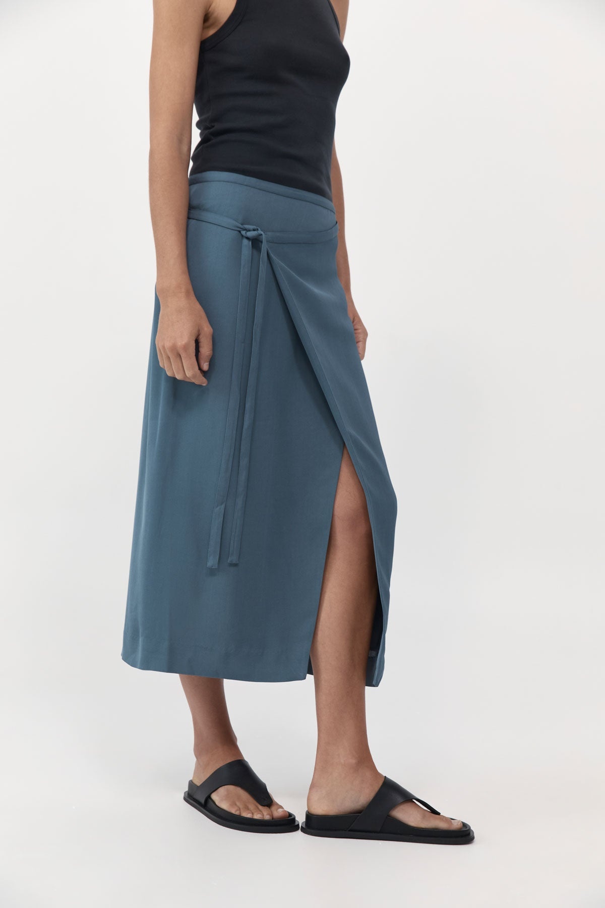 Midi Wrap Skirt - Slate - 2