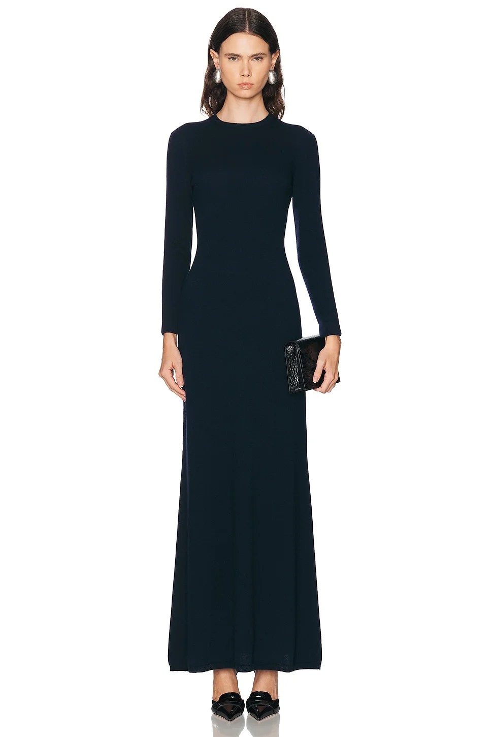Cashmere Silk Long Crewneck Dress - 1