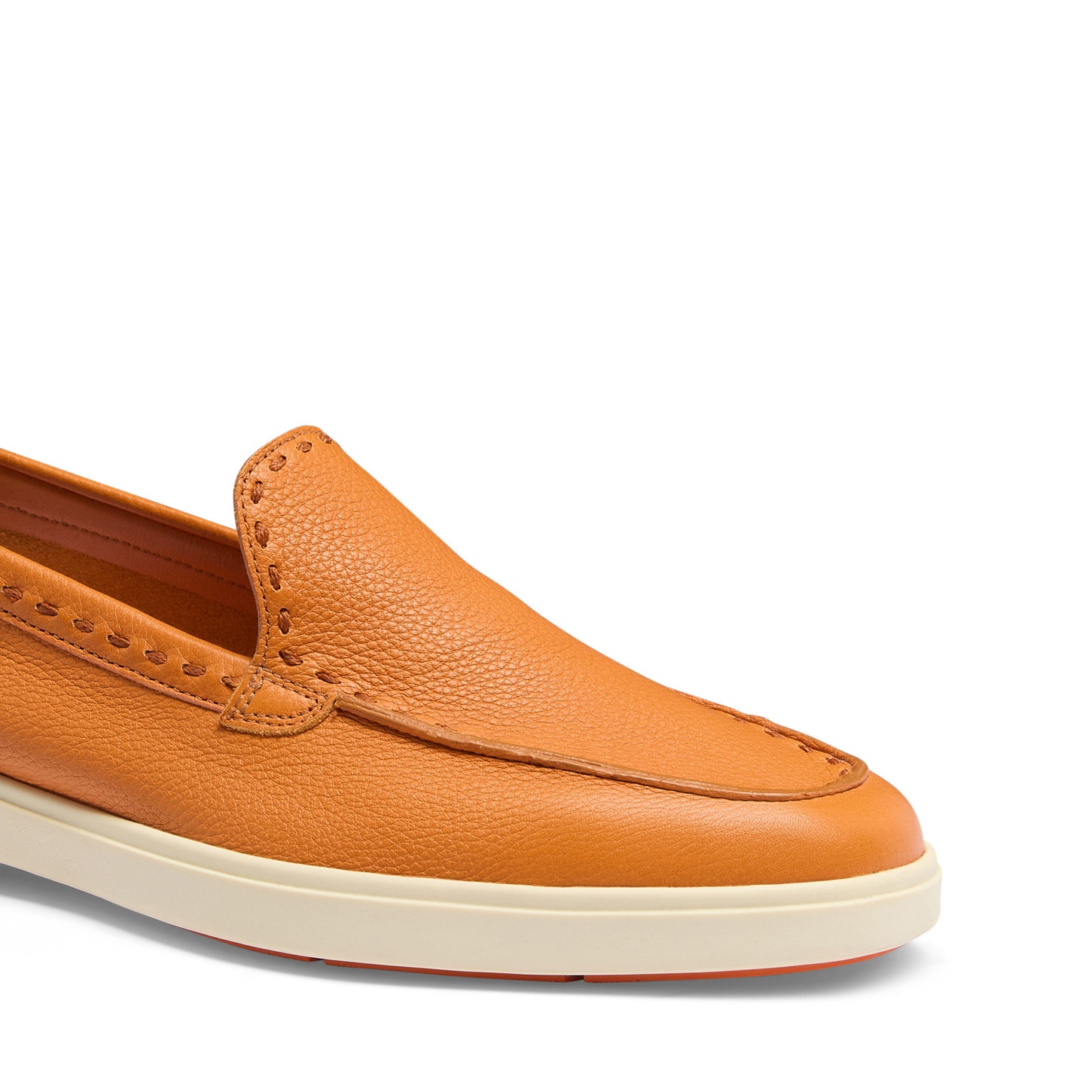 Women's orange tumbled leather loafer - 6