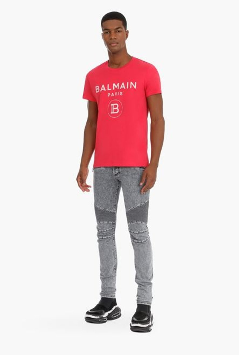 Balmain Slim gray cotton jeans with Balmain monogram outlook