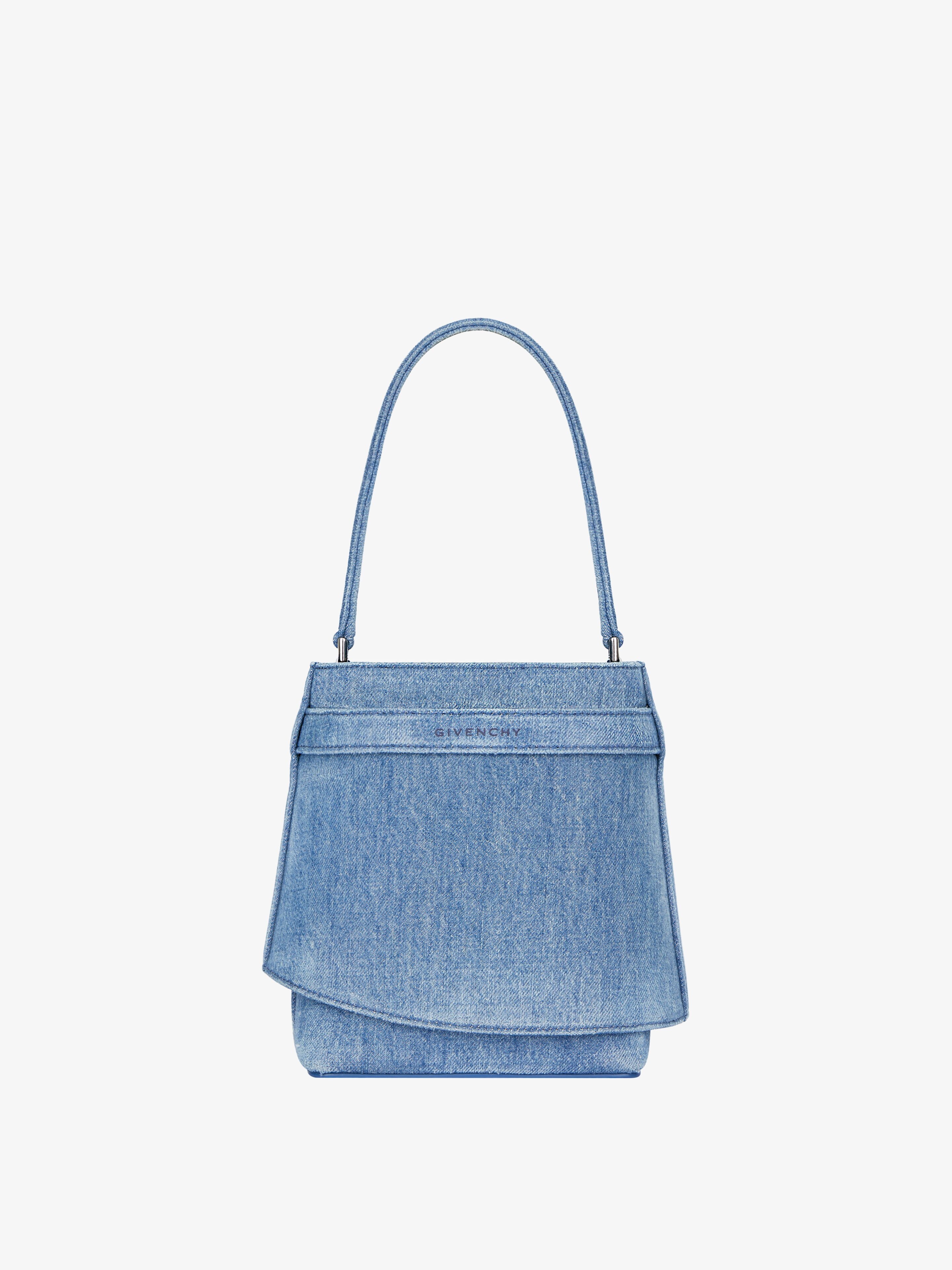 SHARK LOCK BUCKET BAG IN WASHED DENIM - 5
