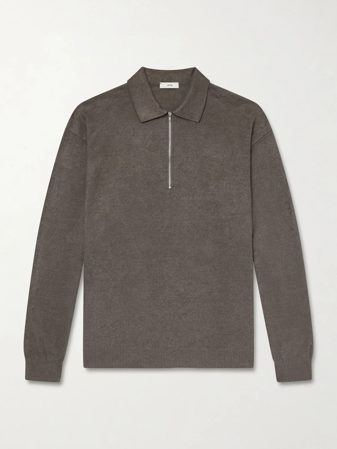 Linen and Cotton-Blend Half-Zip Polo Sweater - 1