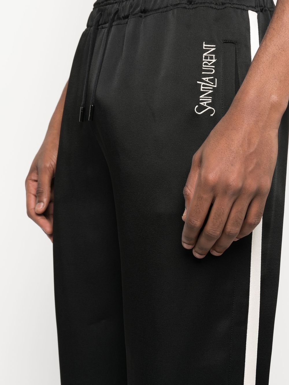 embroidered-logo striped track pants - 5
