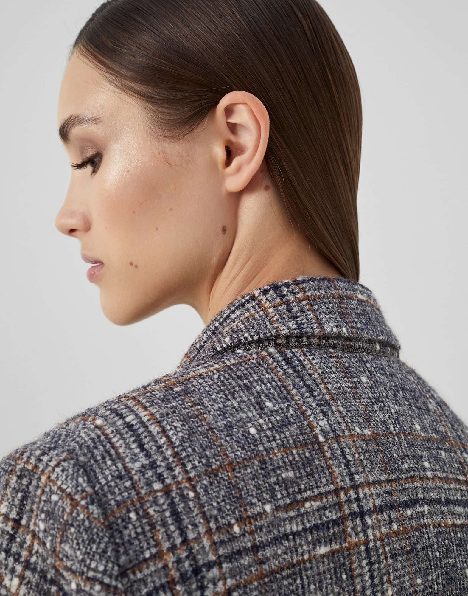 Wool and alpaca Prince of Wales blazer with monili - 3